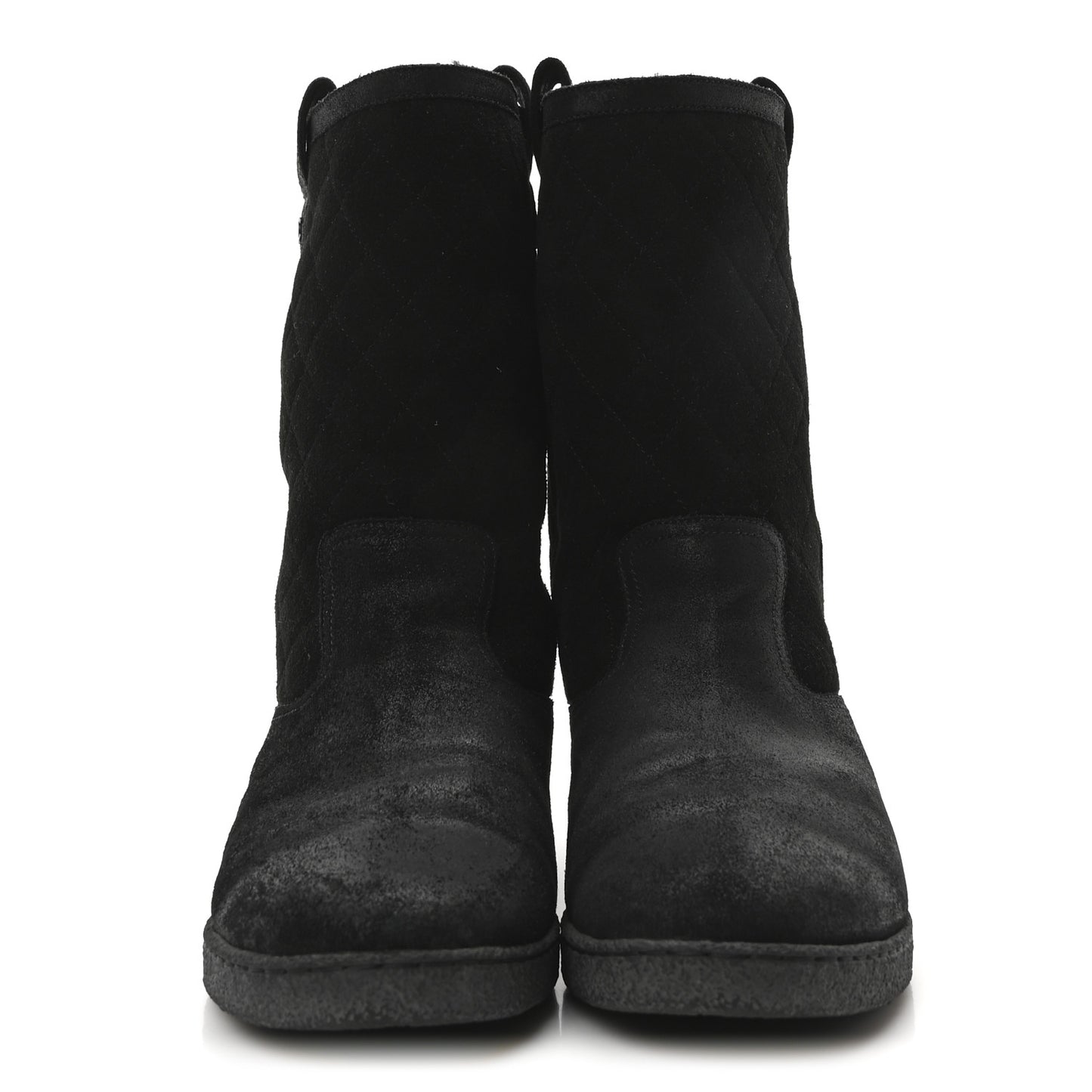 Suede Quilted High Boots 40 Black