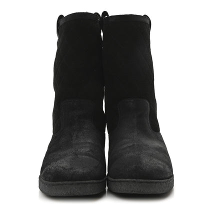 Chanel Suede Quilted High Boots 40 Black 6 of 16