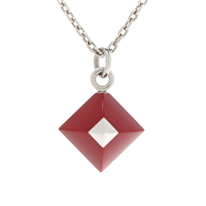 Hermes Palladium Plated Medor Folk Pendant Necklace Rouge 4 of 7
