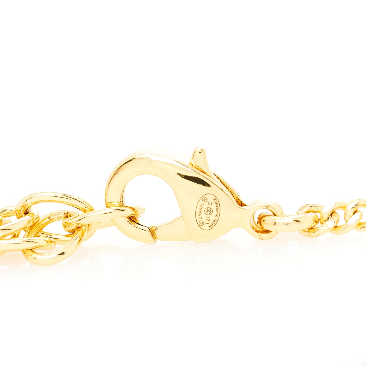 Chanel Metal Crystal Charm Necklace Purple Gold 5 of 6