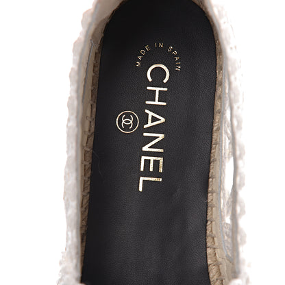 Chanel Woven Fabric Grosgrain CC Espadrilles 40 White Black 9 of 10
