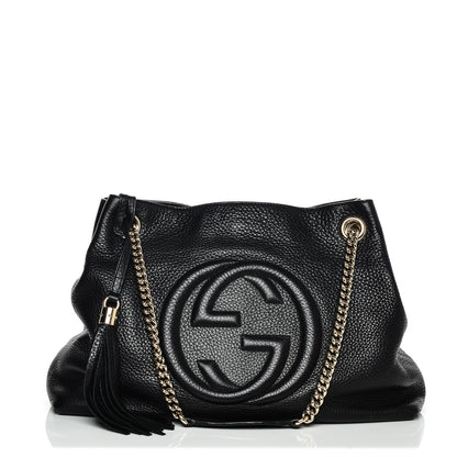 Gucci Pebbled Calfskin Medium Soho Chain Shoulder Bag Black 1 of 7