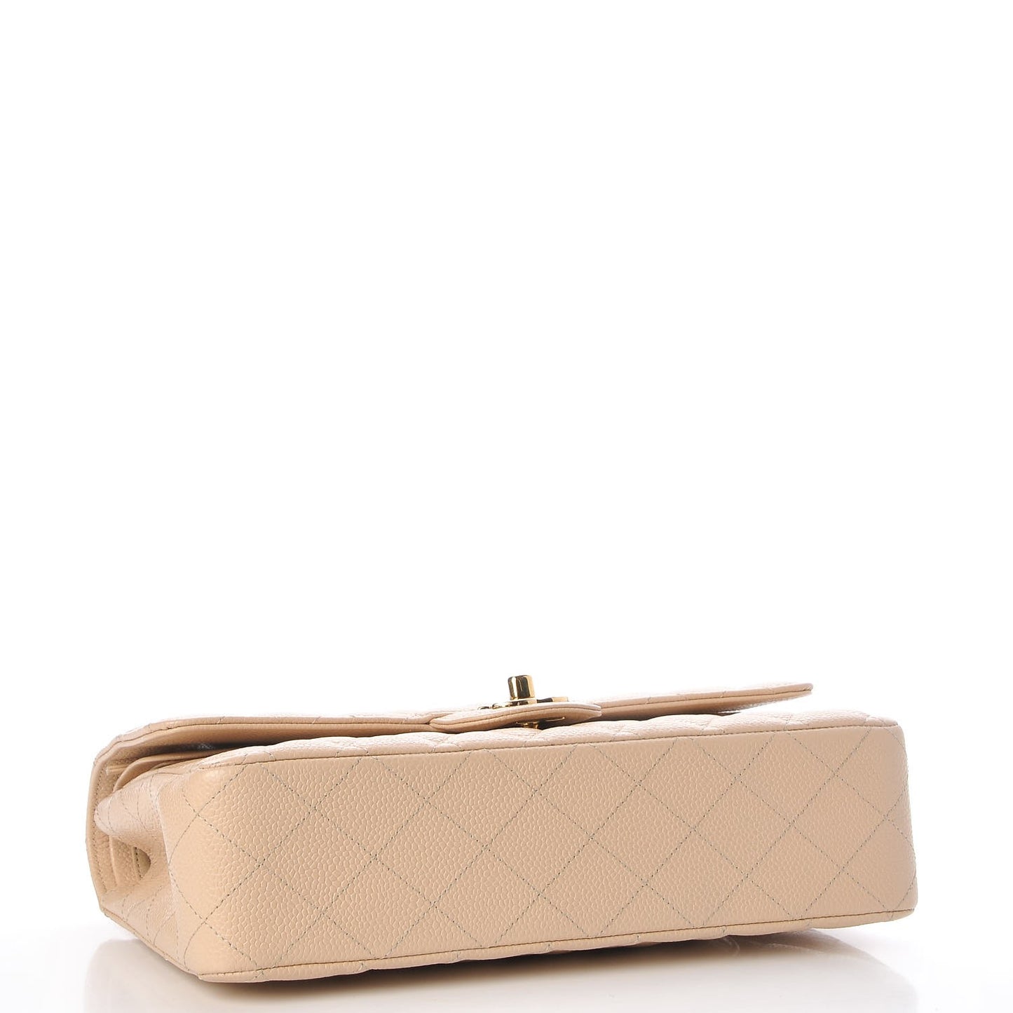 Caviar Quilted Medium Double Flap Beige Clair