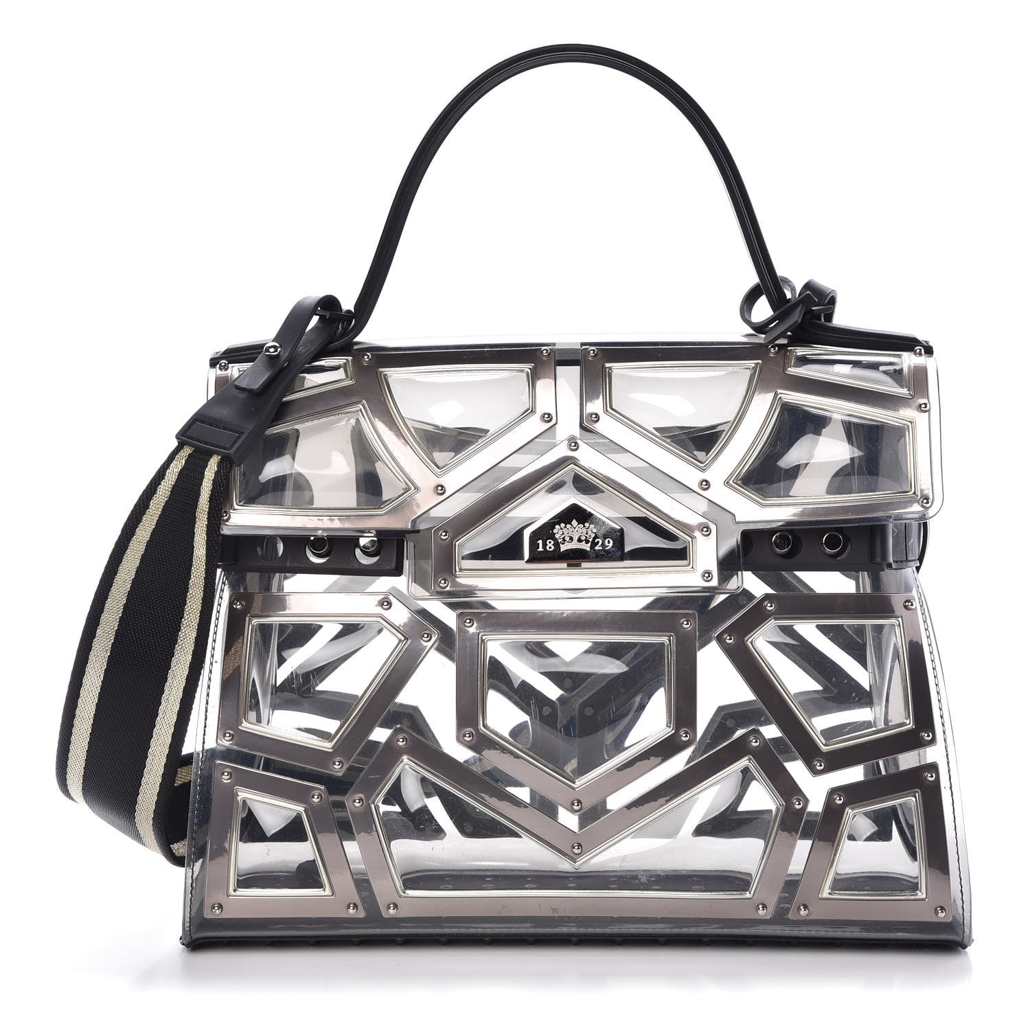 Delvaux Vinyl Gladiator Tempete Satchel Antique Silver Gold 1 of 8
