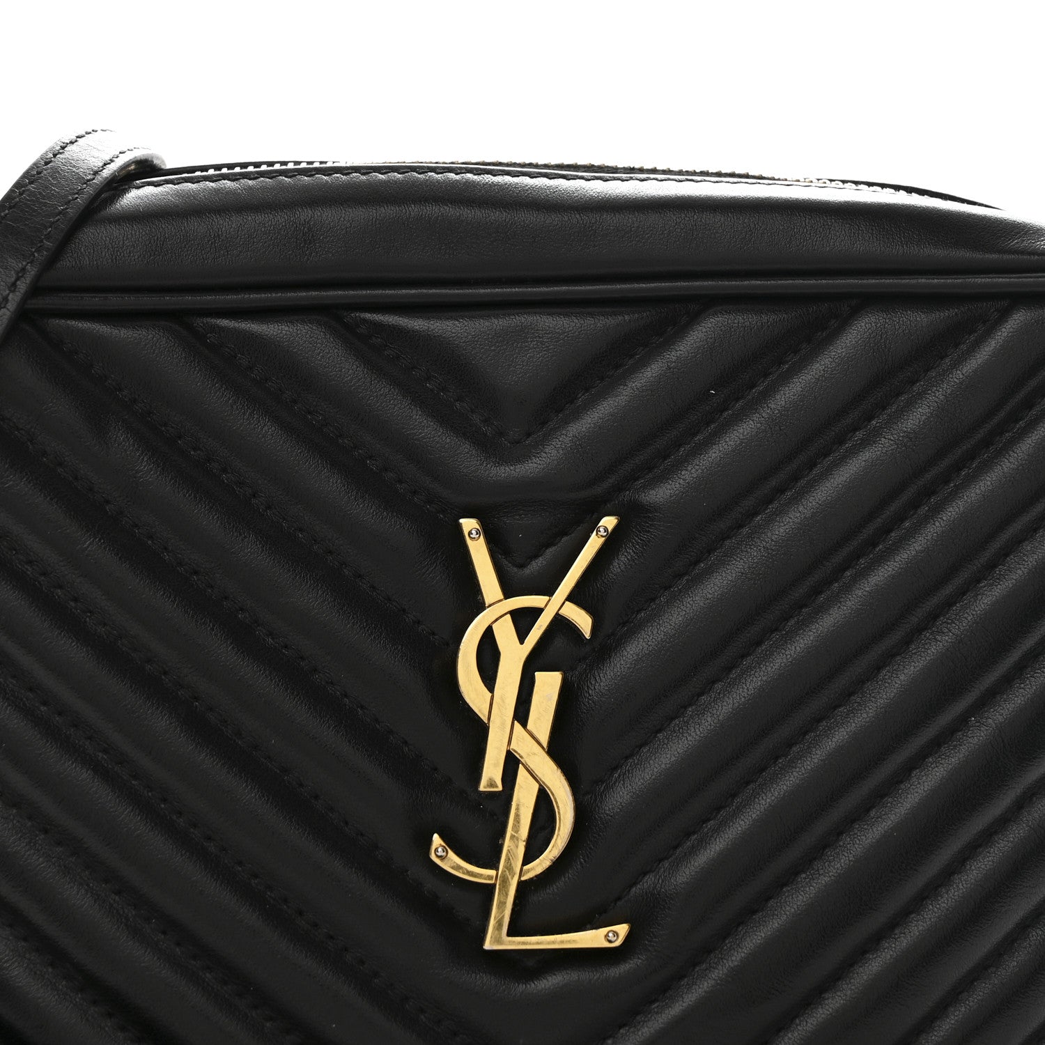 Saint Laurent Calfskin Matelasse Monogram Lou Camera Bag Black 8 of 11