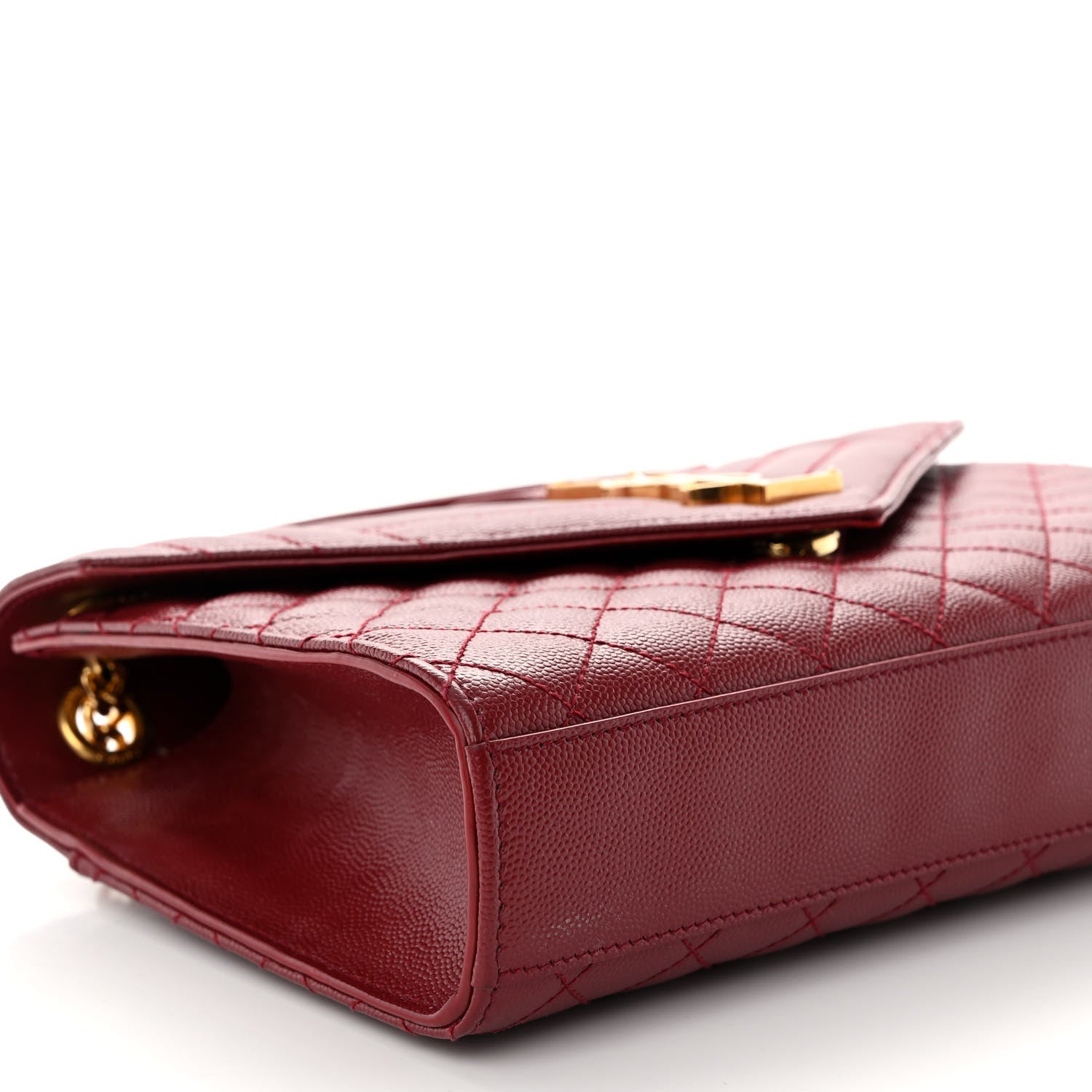Saint Laurent Grain De Poudre Textured Mixed Matelasse Triquilt Medium Monogram Satchel Oxblood 8 of 9