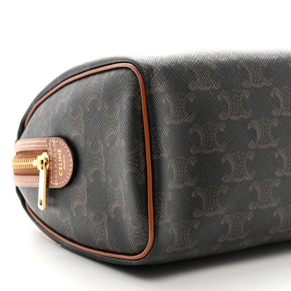 Celine Triomphe Canvas Calfskin Small Boston Bag Tan 9 of 10