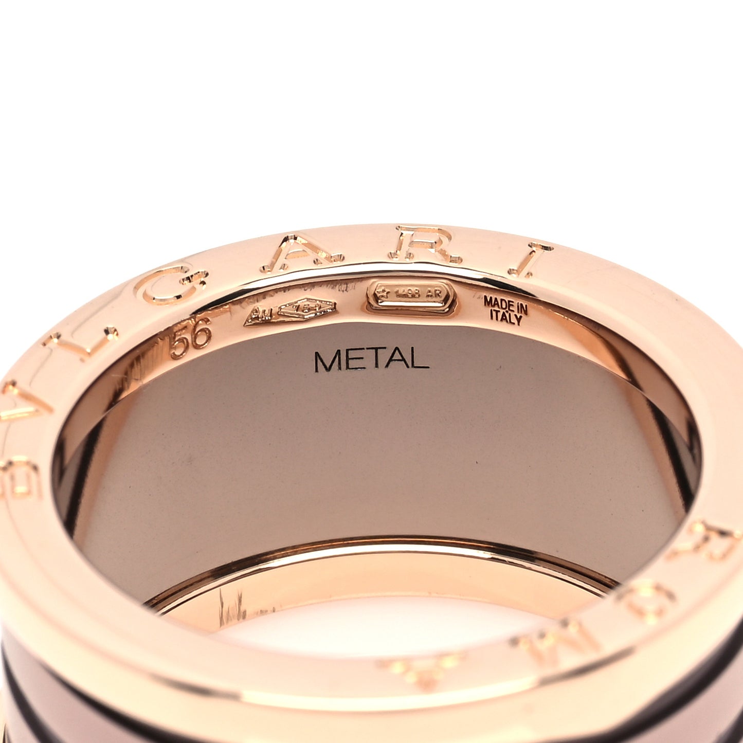 18K Rose Gold Bronze Cermet Roma B.Zero1 Four-Band Ring 56 7.5