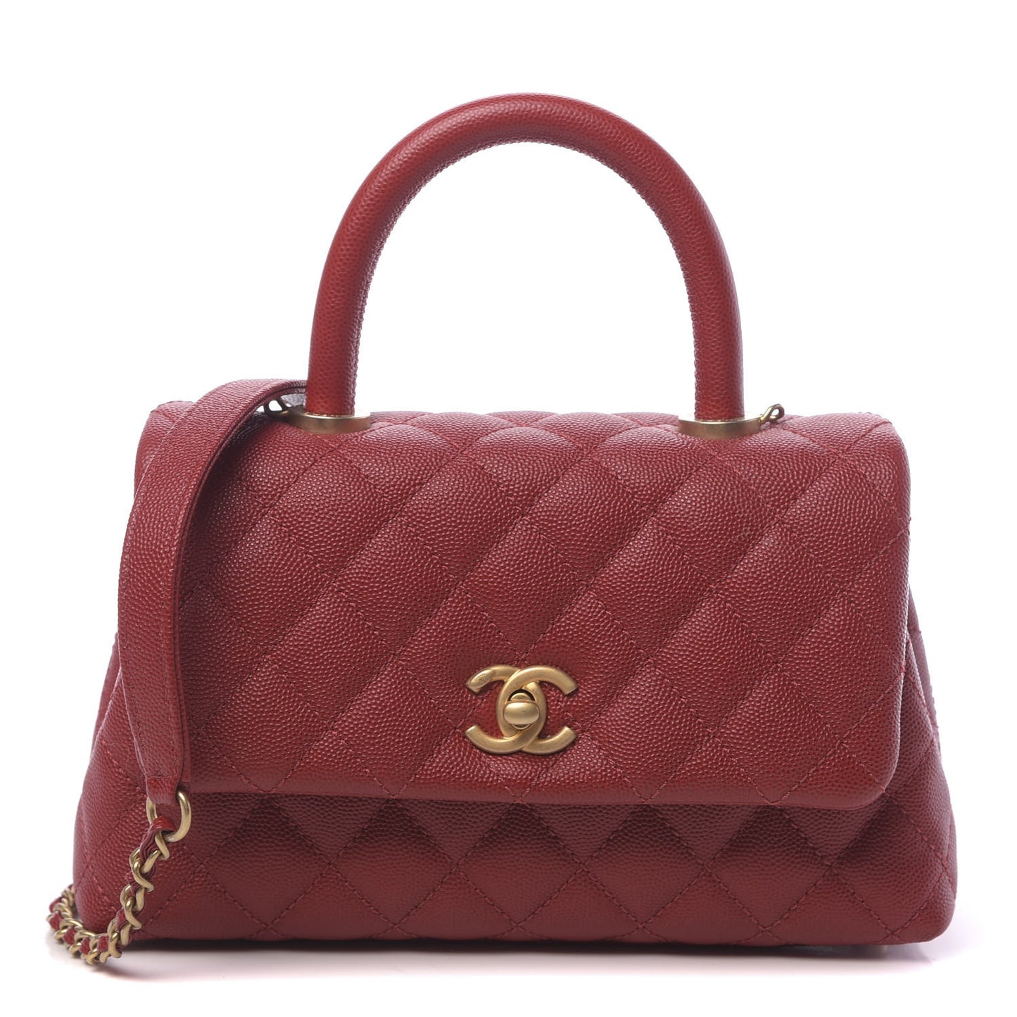 Caviar Quilted Mini Coco Handle Flap Dark Red