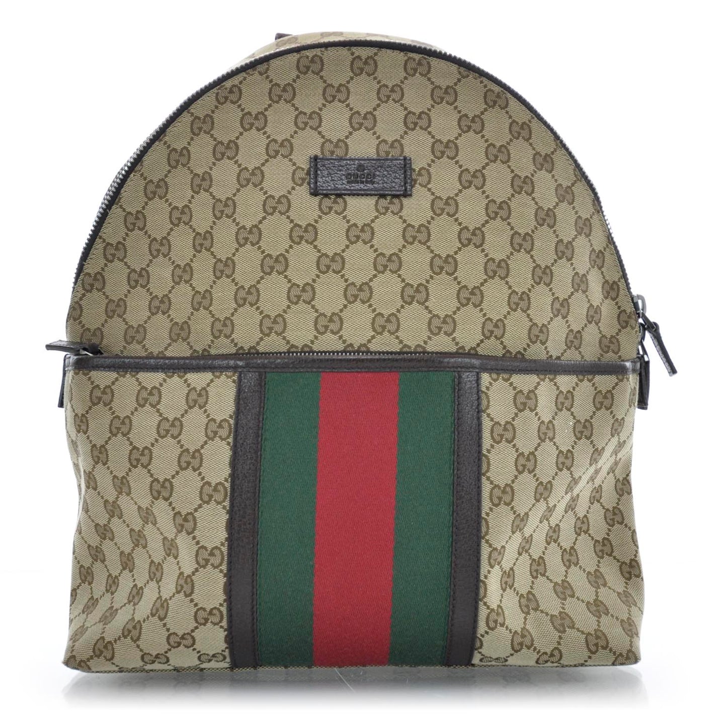 GG Monogram Web Medium Classic Backpack Brown
