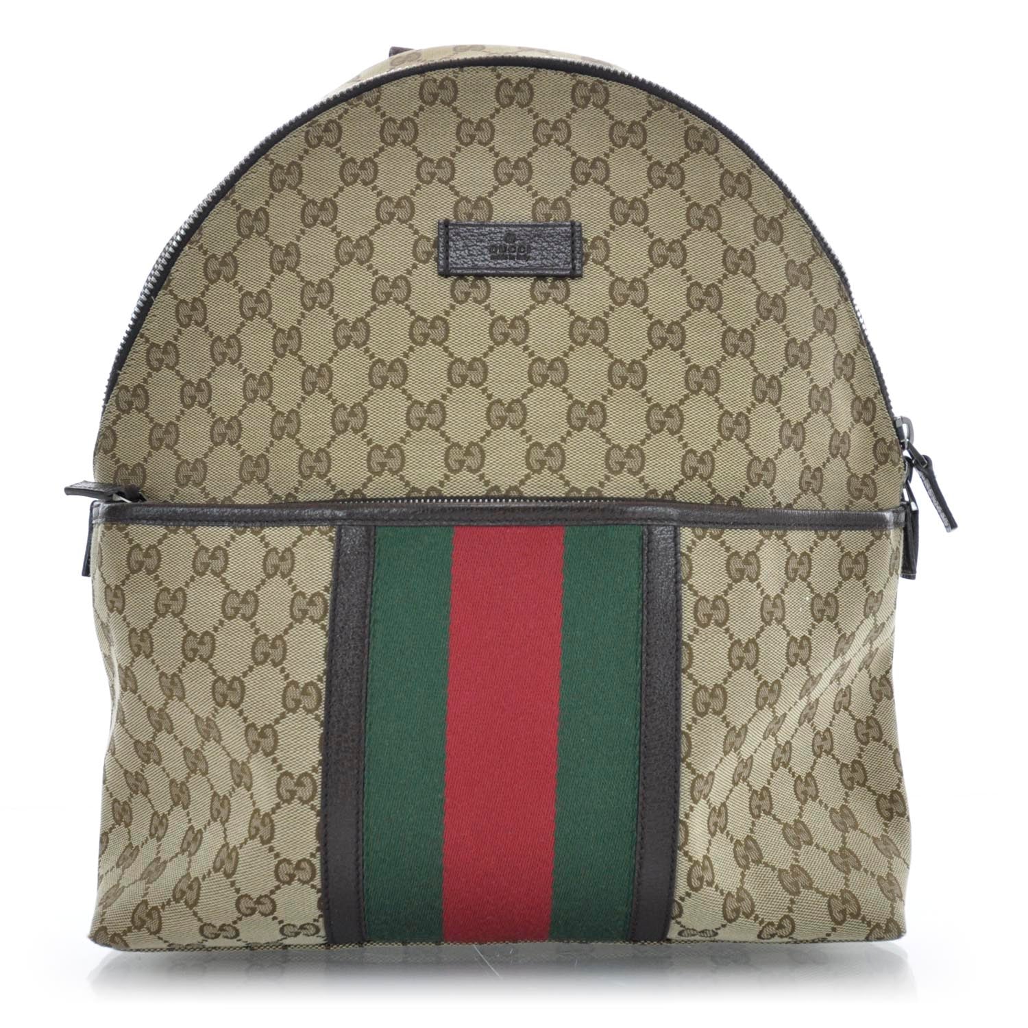 Gucci GG Monogram Web Medium Classic Backpack Brown 1 of 11