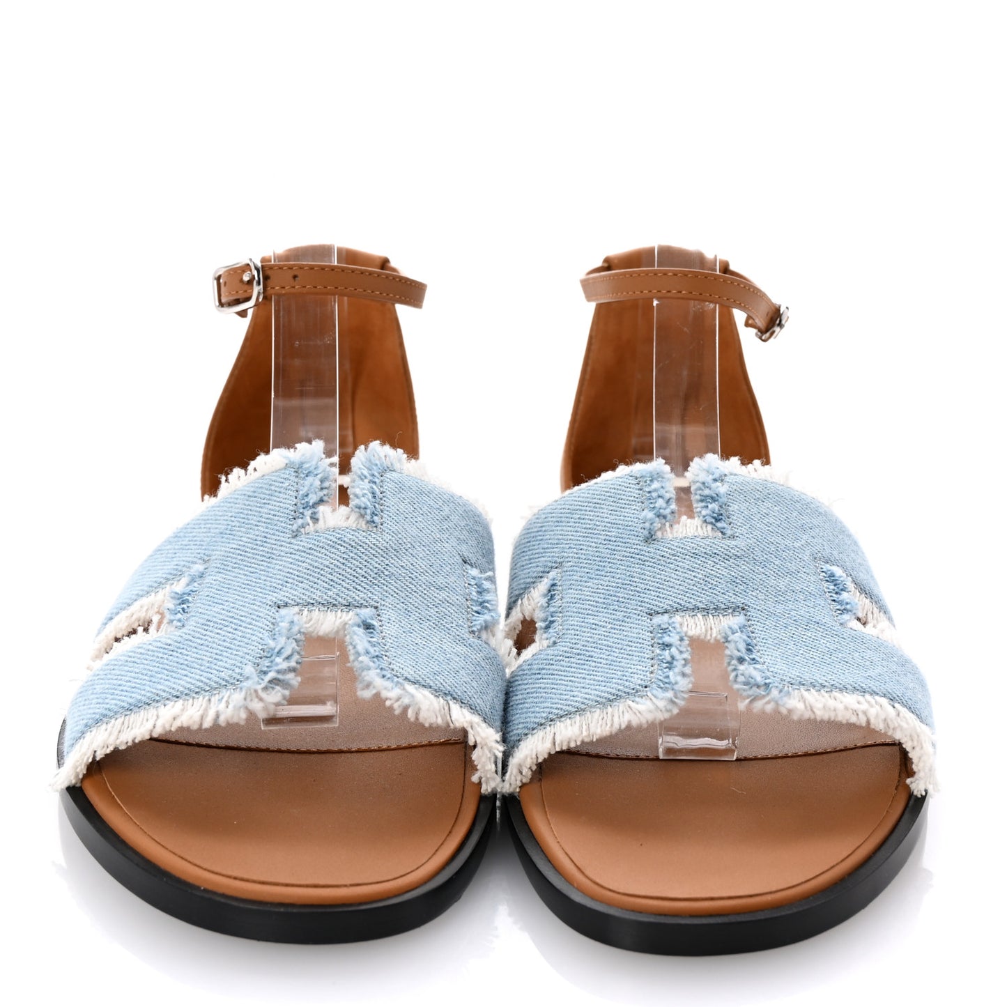 Denim Fringe Santorini Sandals 39 Bleu Clair Naturel