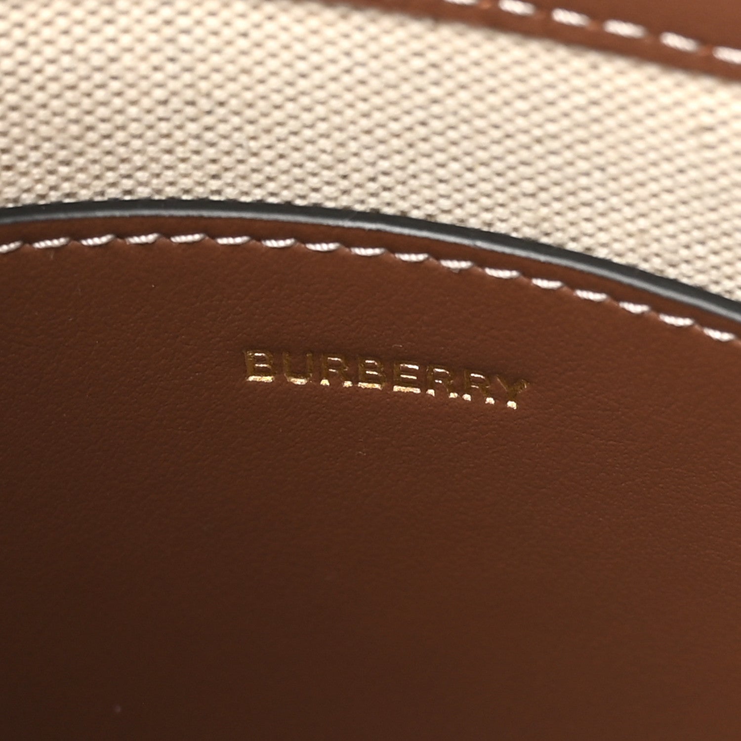 Burberry Smooth Calfskin Canvas Two Tone Micro Pocket Bag Malt Brown Tan 6 of 9