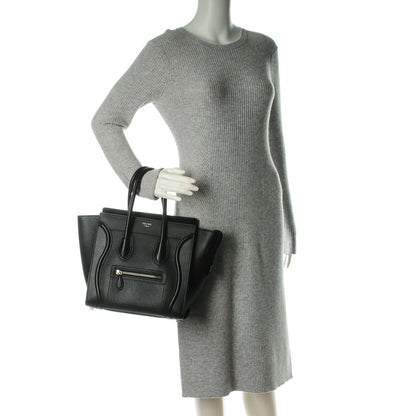 Celine Drummed Calfskin Micro Luggage Black 2 of 7