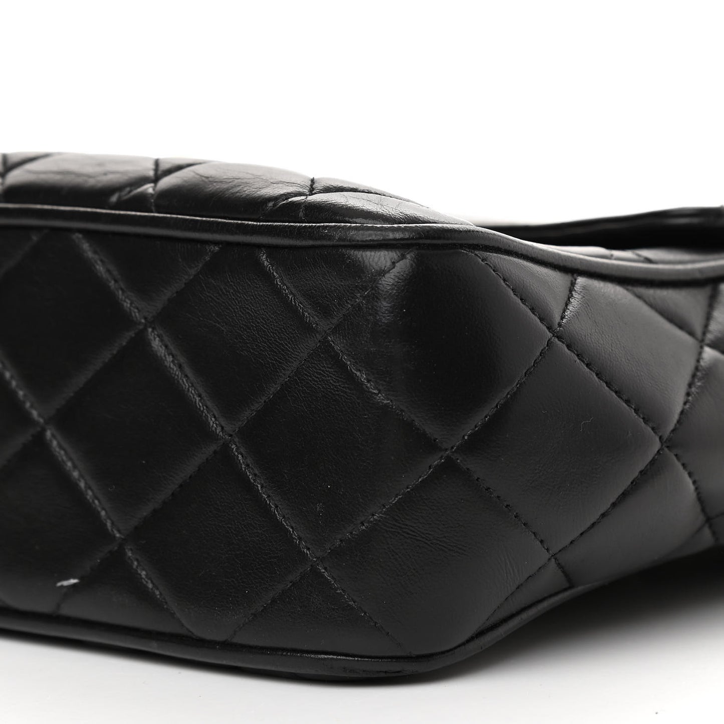 Lambskin Quilted Tassel Flap Camera Case Black