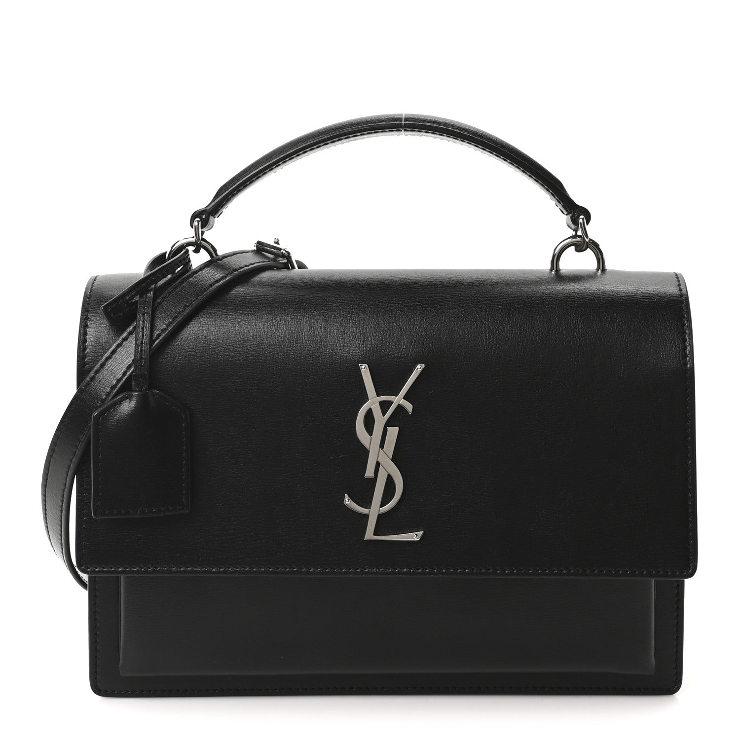 Saint Laurent Smooth Calfskin Medium Monogram Sunset Satchel Black 1 of 10