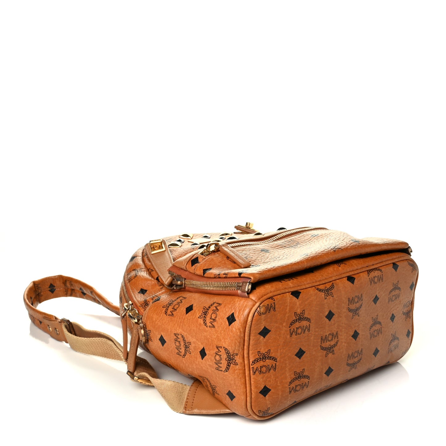 Visetos Studded Small Dual Stark Backpack Cognac