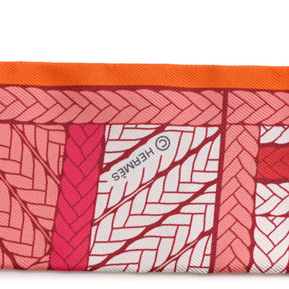 Hermes Silk Tresses H Twilly Rose Vif Orange White 4 of 4