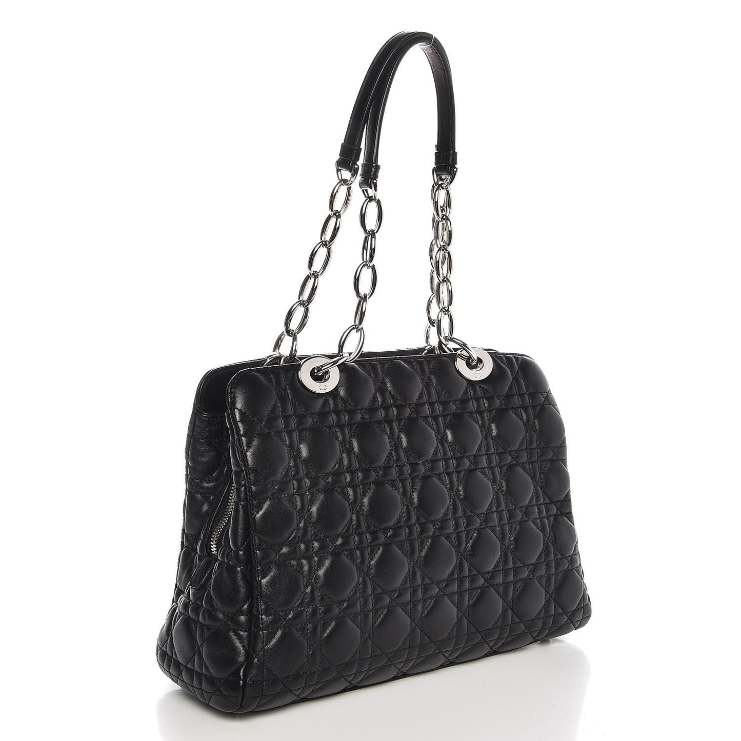 Lambskin Cannage Small Dior Soft Zipped Shopping Tote Black