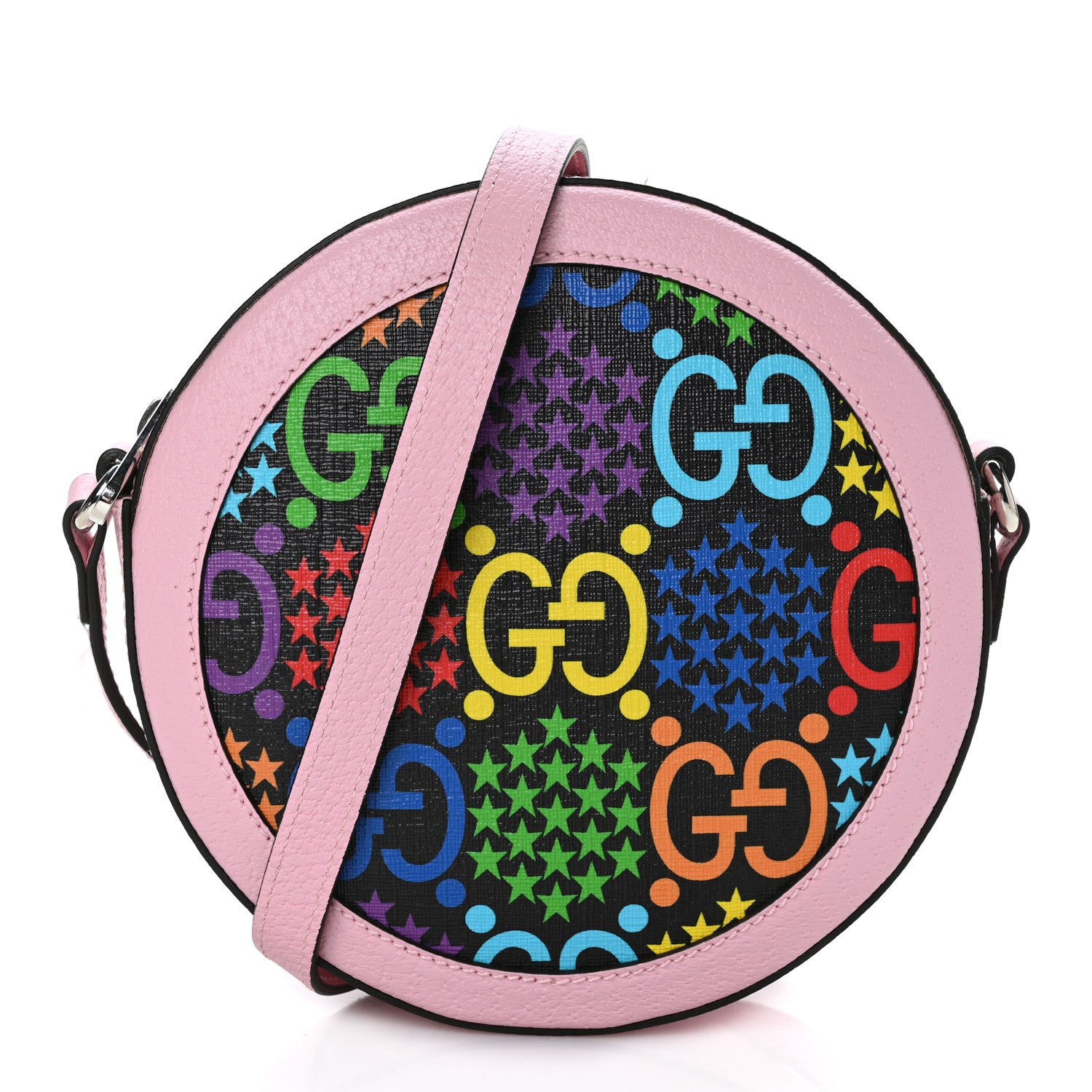 Gucci GG Supreme Monogram Psychedelic Round Shoulder Bag Black Multicolor Sugar Pink 1 of 8