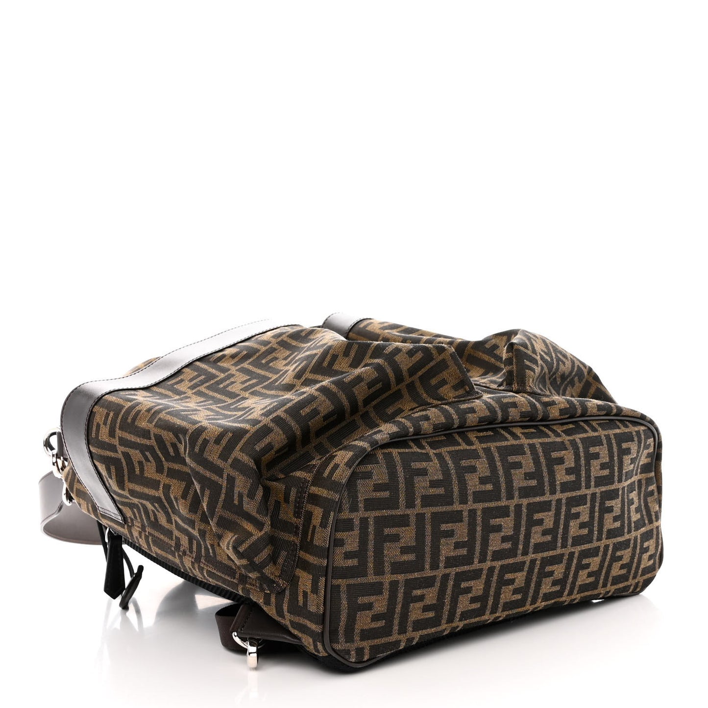 Recycled Fabric Jacquard Vitello Astro FF 1974 Large Fendi Strike Backpack Tobacco Moro Ebano