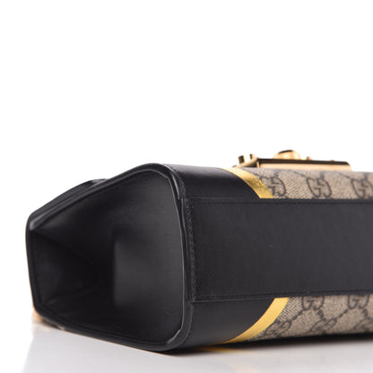 Gucci Calfskin GG Supreme Monogram Small Padlock Shoulder Bag Black Gold 6 of 10