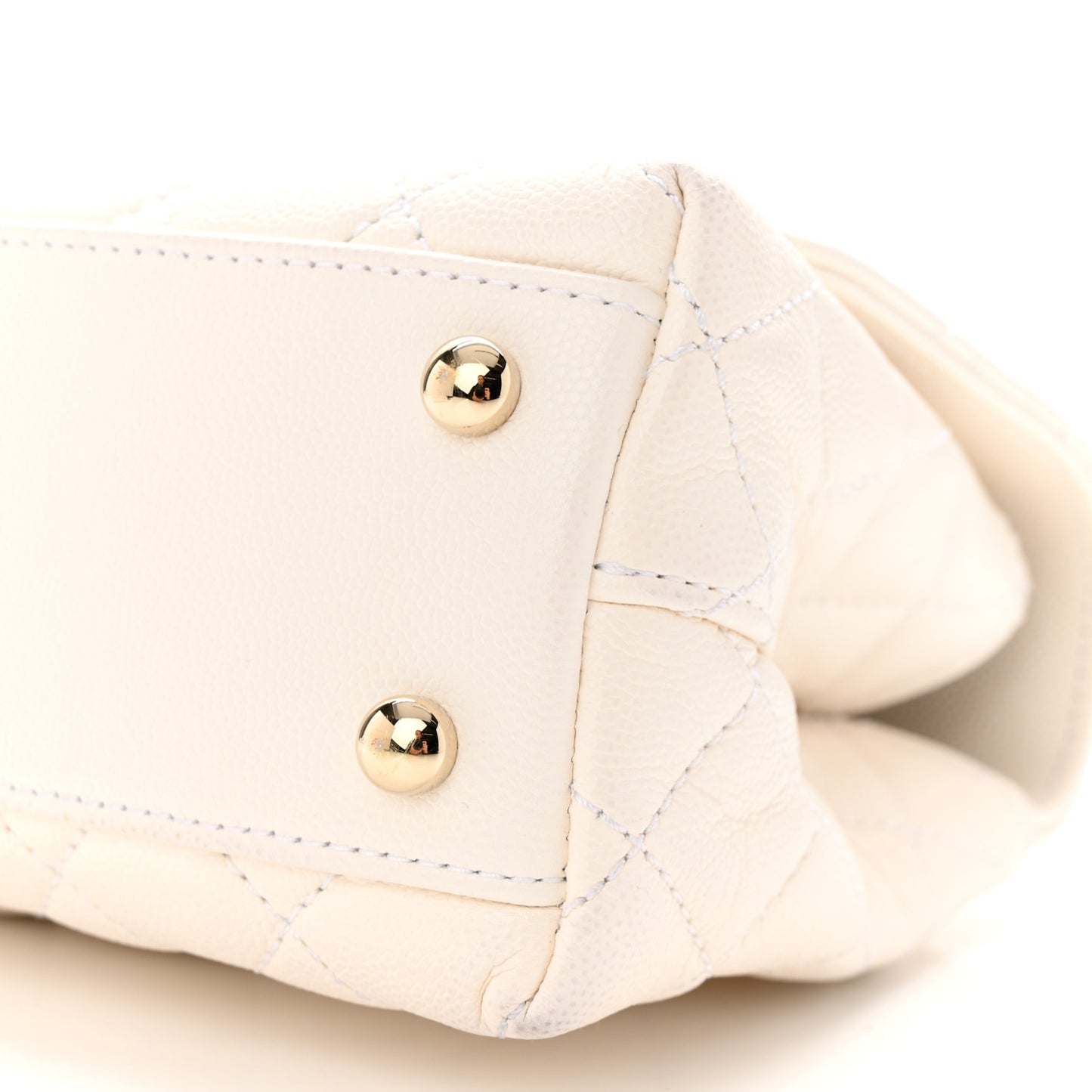 Caviar Quilted Mini Coco Handle Flap White