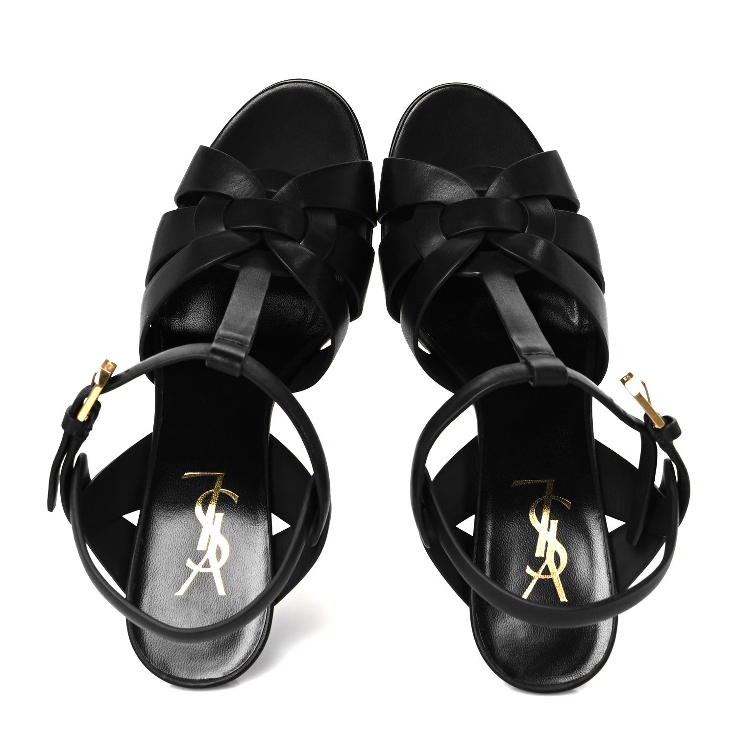 Saint Laurent Calfskin Tribute 75 Platform Sandals 37.5 Black 3 of 10