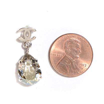 Chanel Crystal CC Drop Earrings Silver 2 of 5