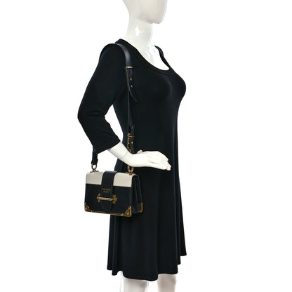 Prada City Calfskin Saffiano Cahier Bag White Black 2 of 7
