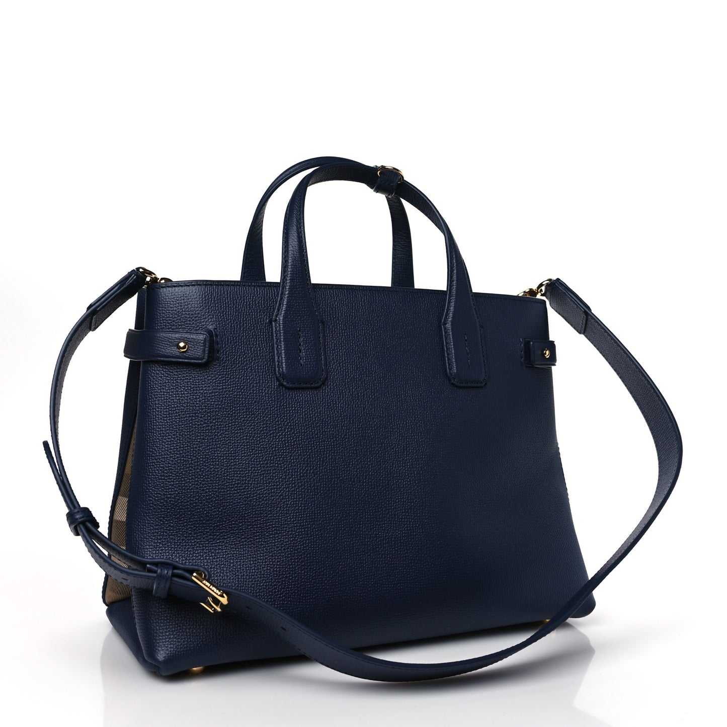 Derby Calfskin Vintage Check Medium Banner Tote Regency Blue
