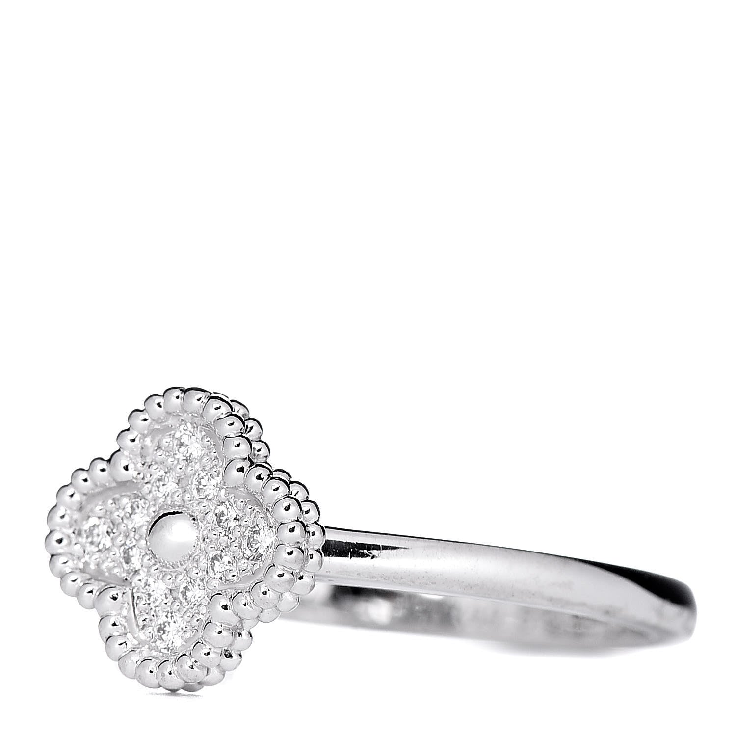 Van Cleef & Arpels 18K White Gold Diamond Sweet Alhambra Ring 53 6.5 3 of 7