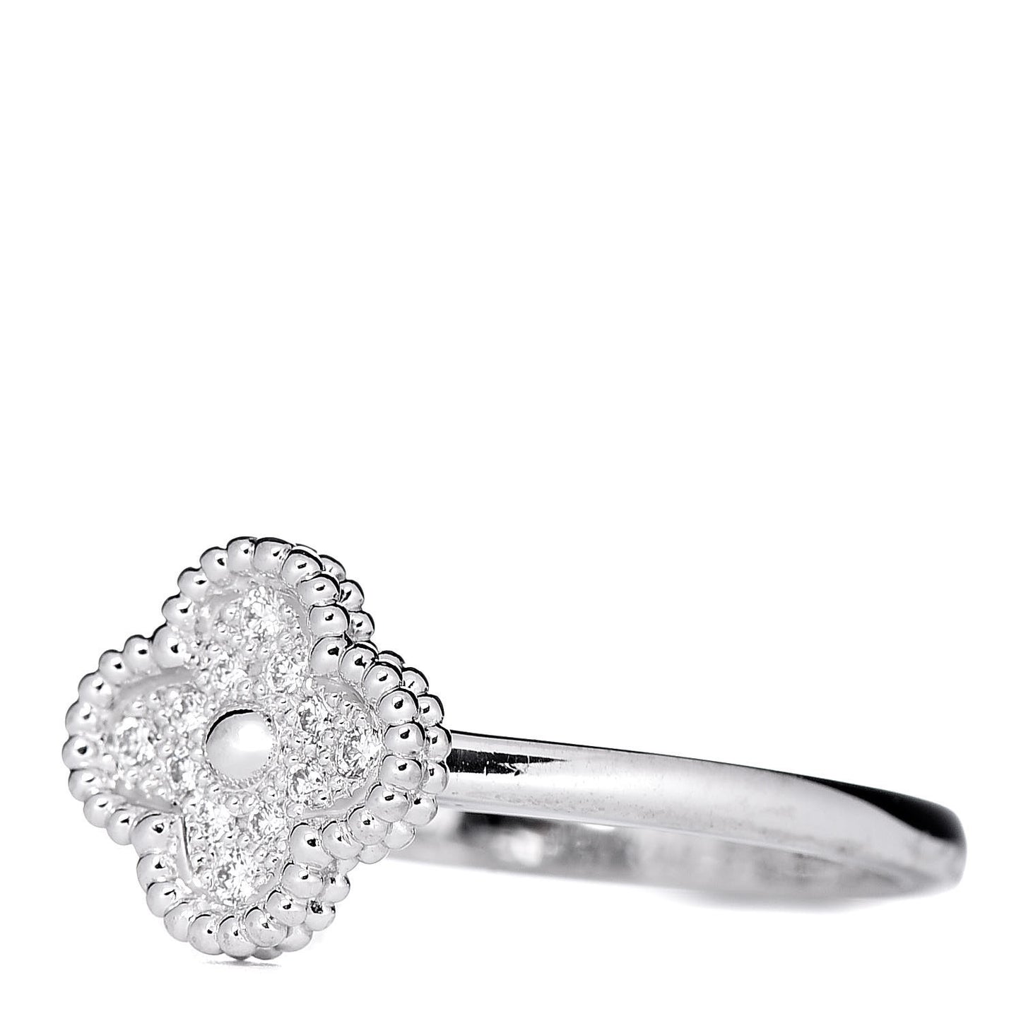 18K White Gold Diamond Sweet Alhambra Ring 53 6.25