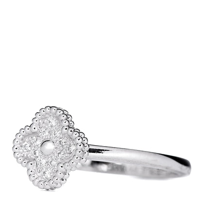 Van Cleef & Arpels 18K White Gold Diamond Sweet Alhambra Ring 53 6.25 3 of 7