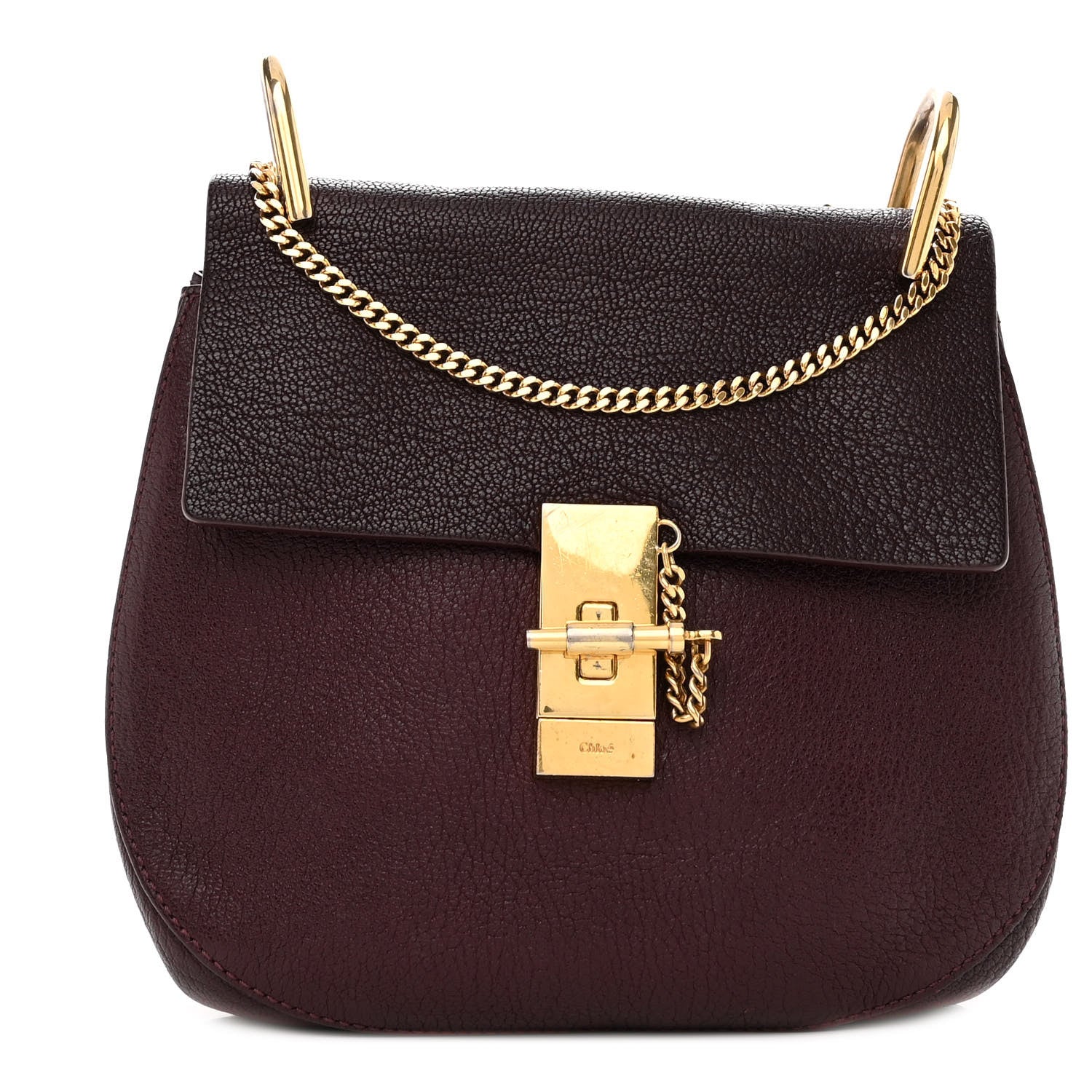 Chloe Goatskin Drew Shoulder Bag Burgundy 1 of 9