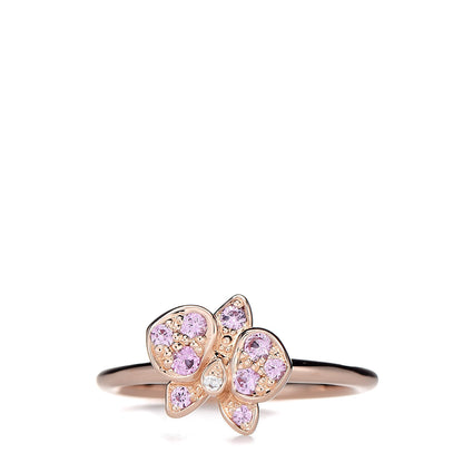 Cartier 18K Pink Gold Diamond Pink Sapphire Caresse D'Orchidees Par Ring 46 3.75 1 of 6