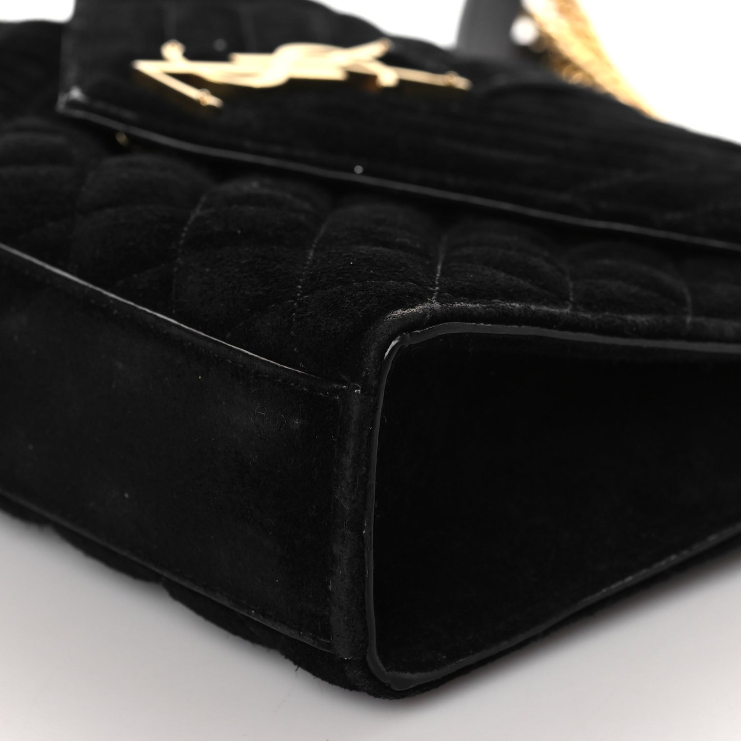 Suede Mixed Matelasse Triquilt Medium Monogram Satchel Black