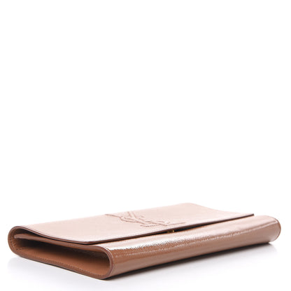 Saint Laurent Textured Patent Calfskin Monogram Large Belle De Jour Clutch Nude 6 of 14