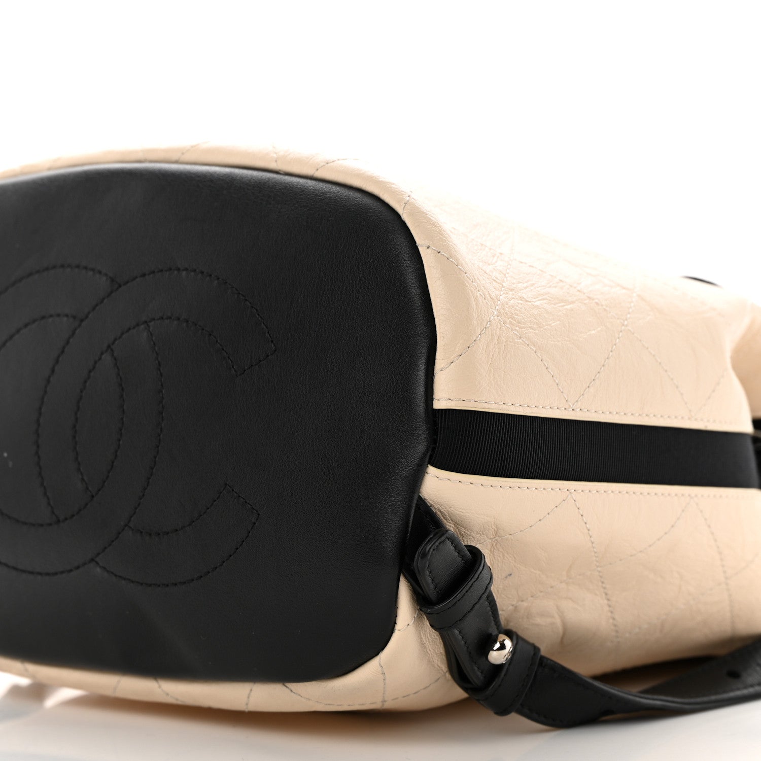 Chanel Crumpled Grained Calfskin Quilted Backpack Beige Ivory Black 10 of 13