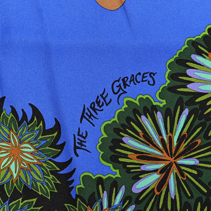 Hermes Silk The Three Graces Scarf 90 Bleu Vif Marron Vert 5 of 8