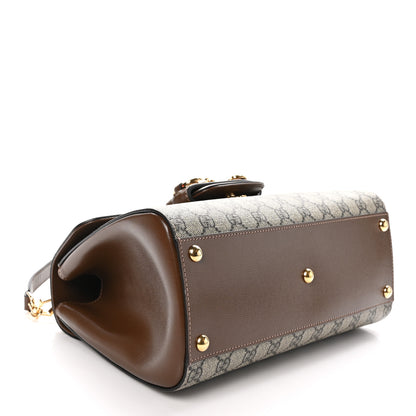 Gucci GG Supreme Monogram Calfskin Medium Horsebit 1955 Top Handle Bag Beige Ebony Brown Sugar 4 of 10