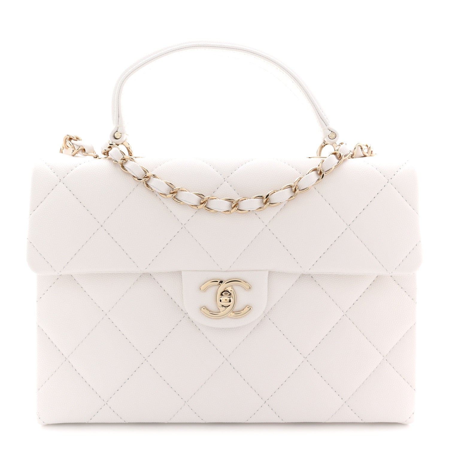 Chanel Caviar Quilted Medium Retro Twist Top Handle Flap White 1 of 11
