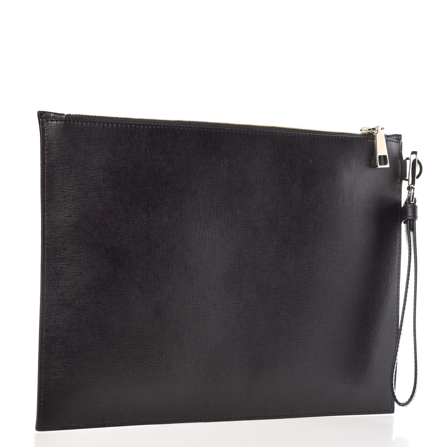 Versace Vitello Saffiano Barocco Print Pochette Black Gold 3 of 7