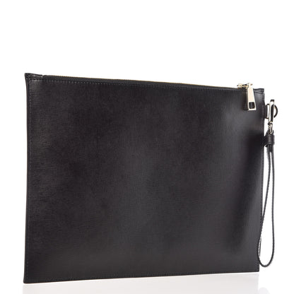 Versace Vitello Saffiano Barocco Print Pochette Black Gold 3 of 7