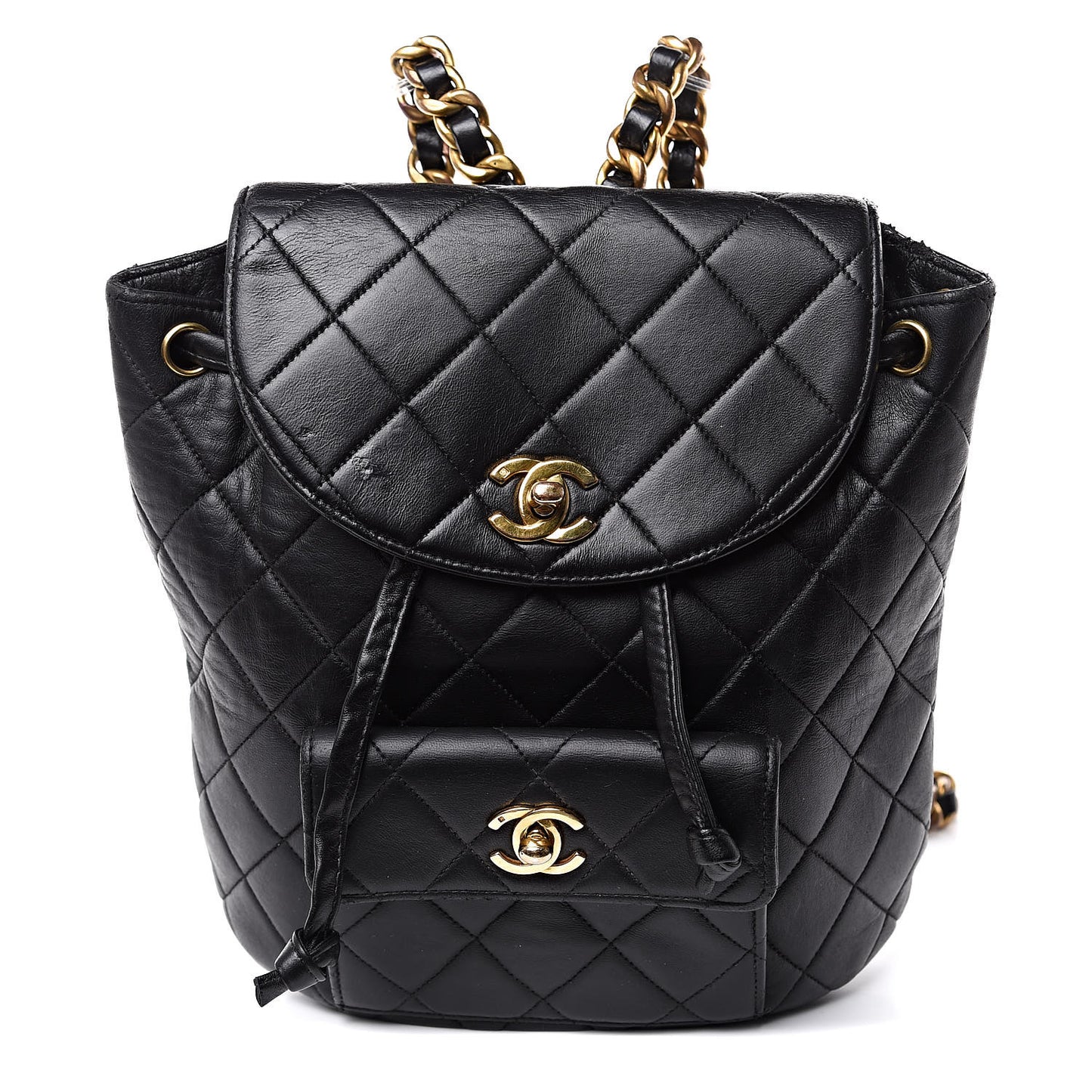 Lambskin Quilted CC Chain Backpack Black