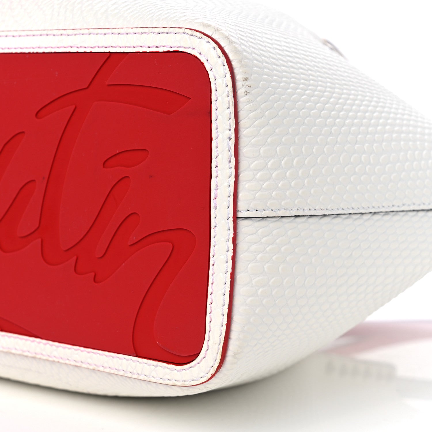 Christian Louboutin Calfskin Jurassic Embossed Spiked Large Cabarock Shopper Tote White 8 of 12