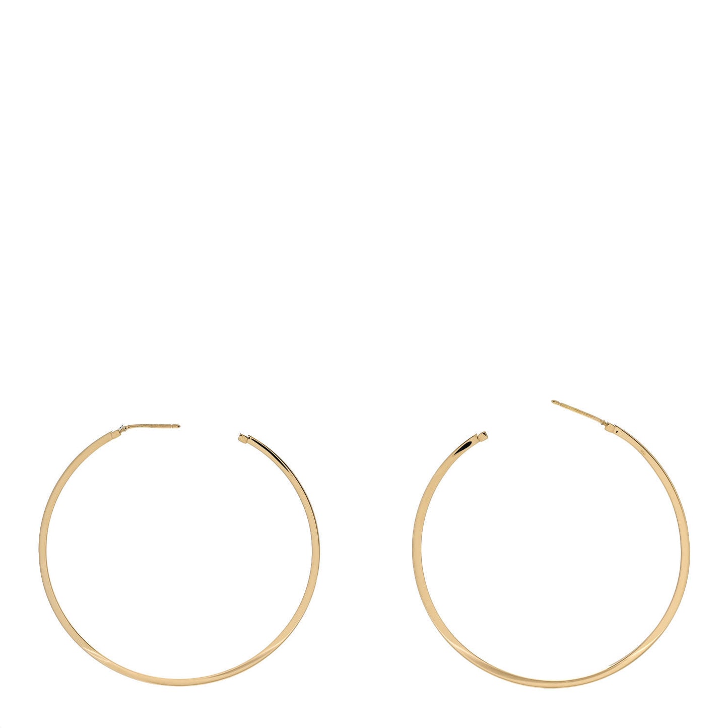 18K Yellow Gold Extra Large T Wire Hoop Earrings