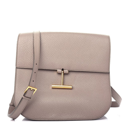Tom Ford Grained Calfskin Large T Clasp Tara Crossbody Bag Silk Taupe 1 of 10