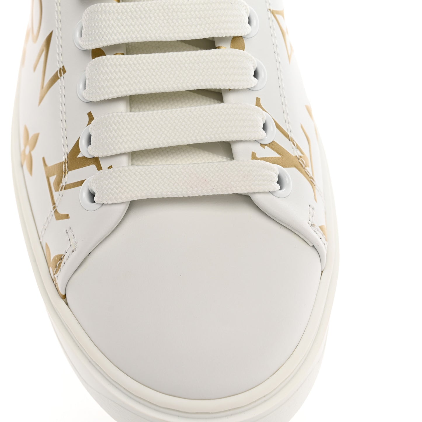 Calfskin Monogram Debossed Logo Time Out Sneakers 37 White Gold