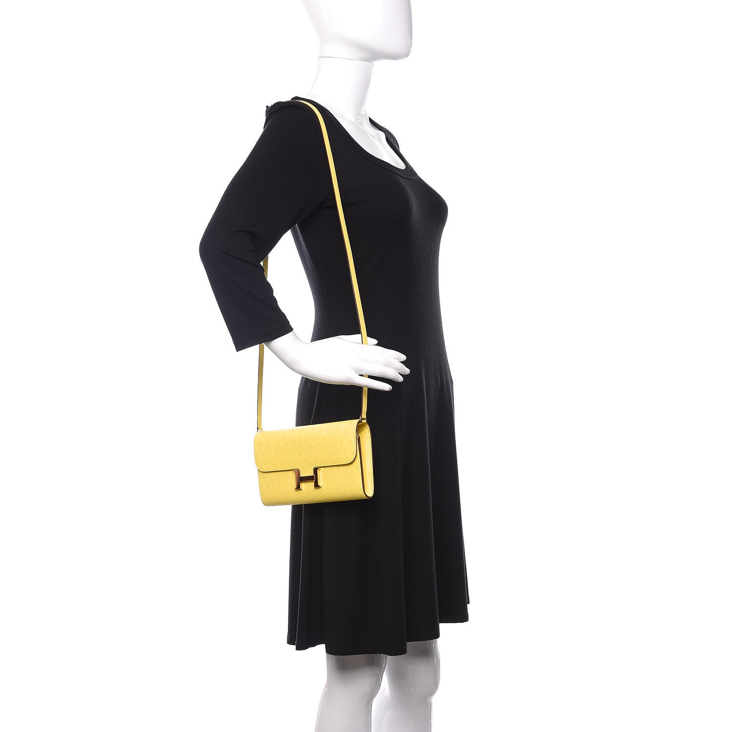 Hermes Ostrich Constance Long Wallet To Go Jaune Citron 2 of 11